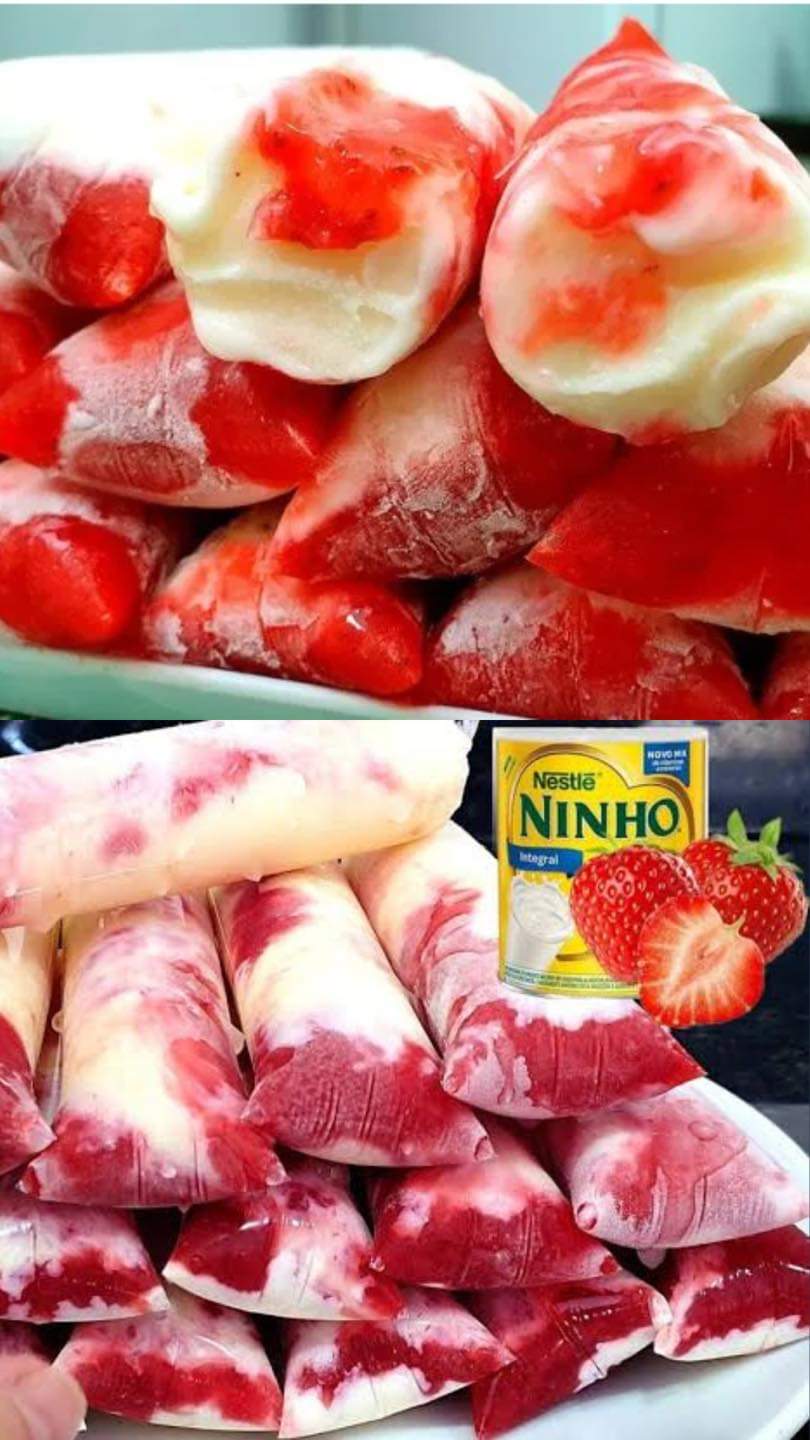 Geladinho de Ninho Morango Excelente opção de receita pra servir